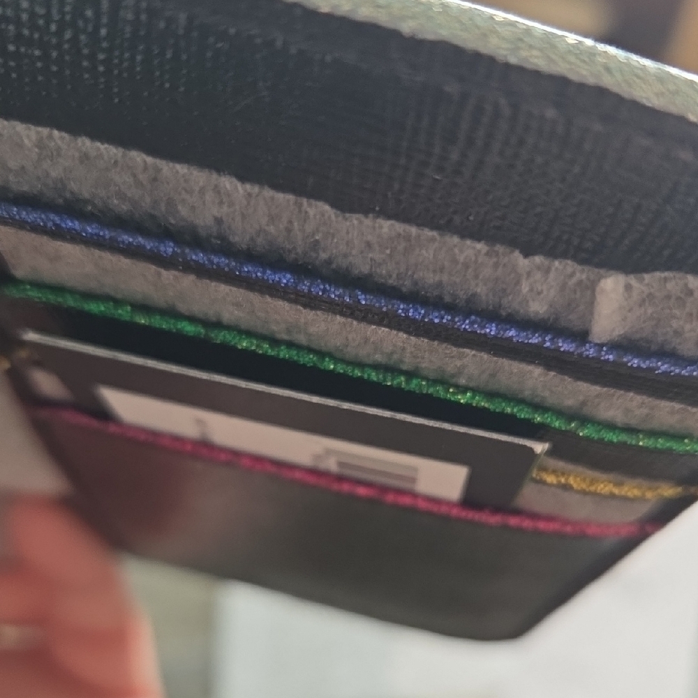 kate spade Black & Multi-color Glitter Leather Logo Passport Wallet - Picture 5 of 7